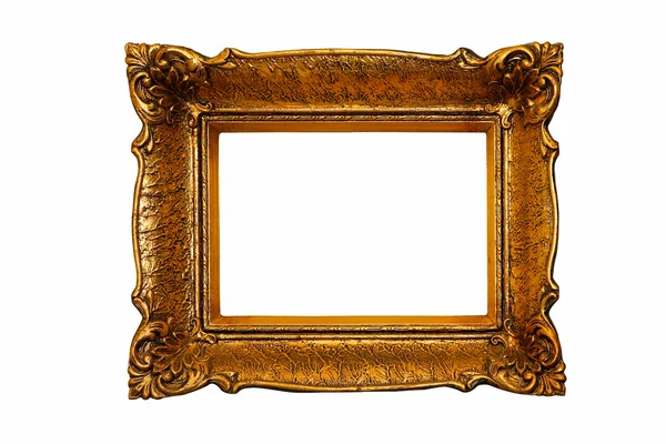 Old Gold Frame Geïsoleerd Opgenomen Uitknippad — Stockfoto