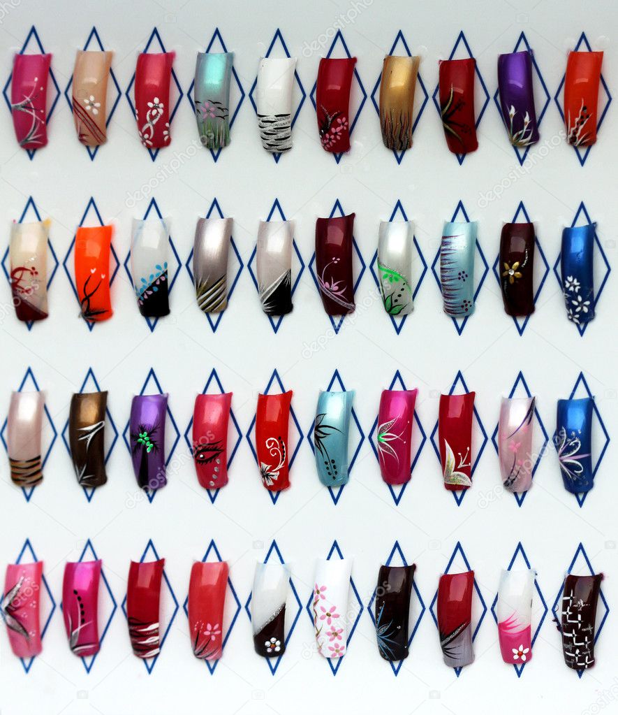 Big collection of finger nails in various color