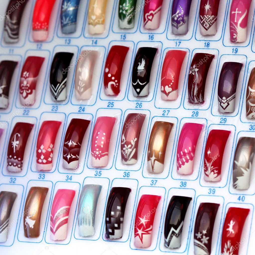 Big collection of finger nails in various color