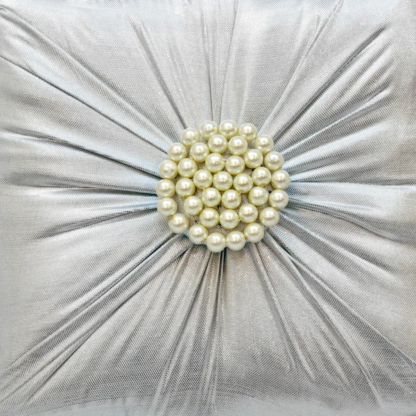 Decorative Button Made Pearls Silk Cloth — Stock Photo, Image