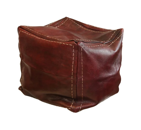 stock image Retro leather hassock isolated with clipping path included