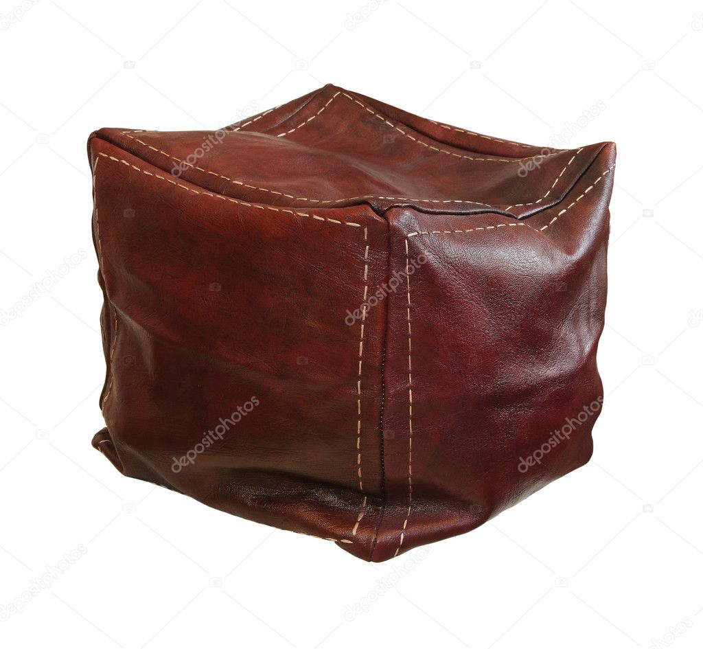 Retro leather hassock isolated with clipping path included