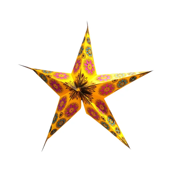 Dekoracyjny Ornament Kształcie Gwiazdy Białym Tle Ścieżką Przycinającą Zawarte — Zdjęcie stockowe