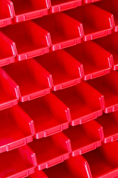 Roter Kunststoff Open Box Organizer Lagerhalle — Stockfoto