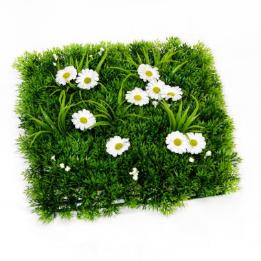 Close up shot of artificial grass and flowers clipart
