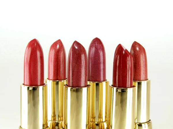 Collection Six Red Tone Lipstick Makeups — Stock Photo, Image