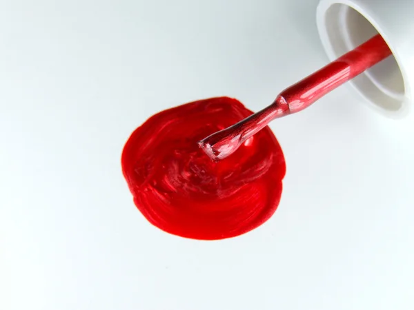 Βαθύ Κόκκινο Βερνίκι Νυχιών Βερνίκι Σχετικά Την Βούρτσα — Φωτογραφία Αρχείου