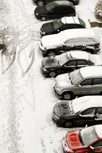 Nieve estacionamiento — Foto de Stock