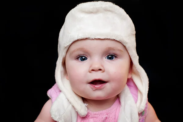 모자와 귀여운 아기 — 스톡 사진