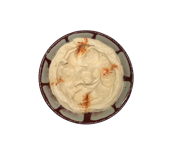 Piatto Tradizionale Libanese Hummus Tuffo Isolato Bianco — Foto Stock