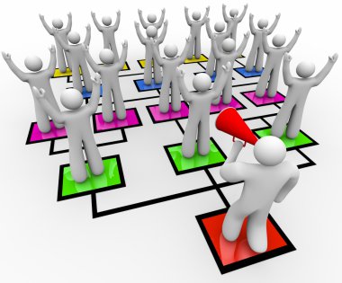 Rallying the Troops - Leader with Bullhorn - Org Chart clipart