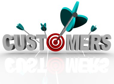 Customers - Target and Arrows Hit the Word clipart