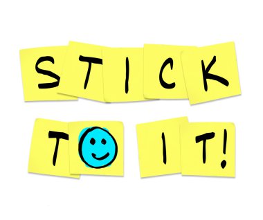 Stick To It - Words on Yellow Sticky Notes clipart