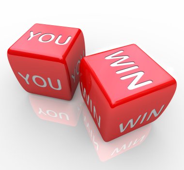 You Win - Words on Red Dice clipart