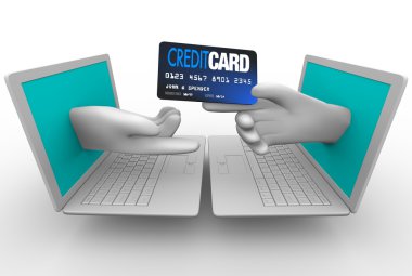 Online Buying - Credit Card and Laptops clipart