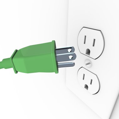 Green Electrical Plug into Wall Outlet clipart