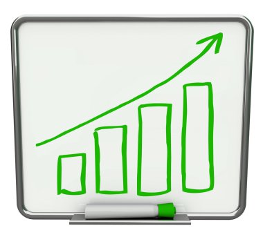 Growth Bars and Arrow on Dry Erase Board with Marker clipart