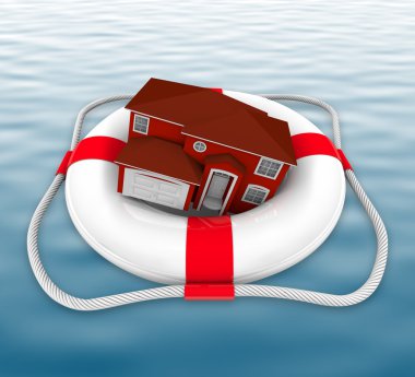 Home in Life Preserver on Water clipart