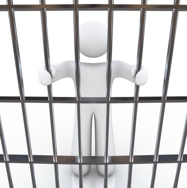 Man in Jail Holding Bars clipart