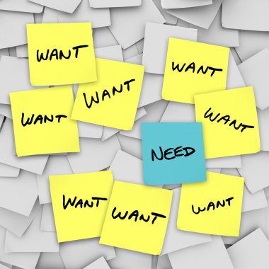 Wants Vs Needs - Sticky Notes clipart