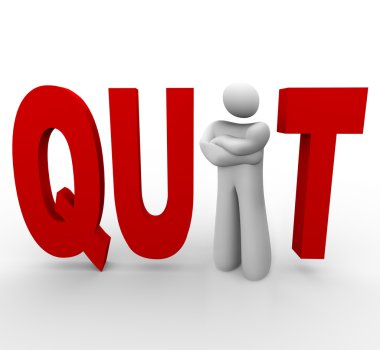 Quit - man in word clipart