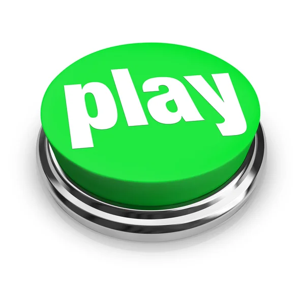 Παίξει λέξη σε στρογγυλό πράσινο κουμπί — Φωτογραφία Αρχείου