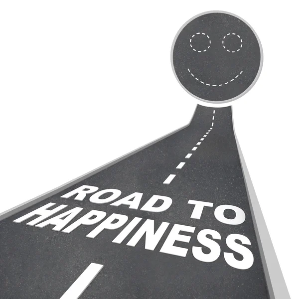 Camino a la felicidad - Rostro sonriente en el pavimento de la calle —  Fotos de Stock
