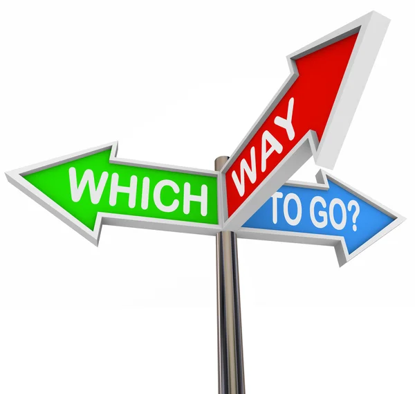 Which Way to Go - 3 Colorful Arrow Signs — Stock Photo, Image