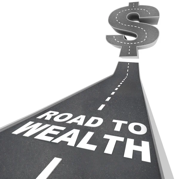 Road to Wealth - Words on Street — Stock Photo, Image