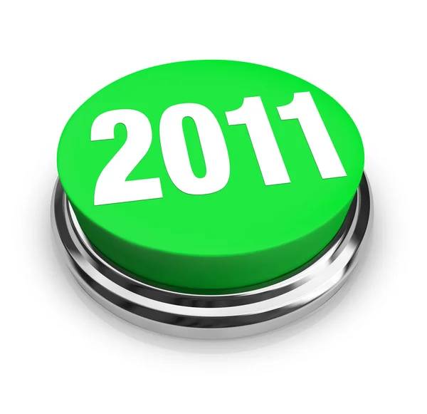 圆的绿色按钮-2011年新的一年 — 图库照片