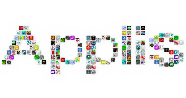 Applis-在应用程序中的应用程序图标 word 瓷砖 — 图库照片