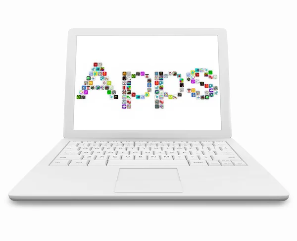 Apps Word on White Laptop Computer — Stock Photo, Image