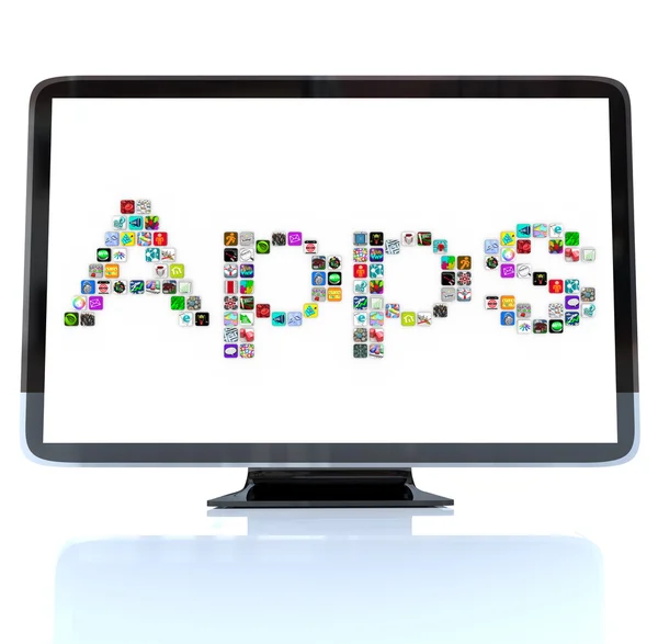 App Icone di Word sullo schermo della televisione — Foto Stock