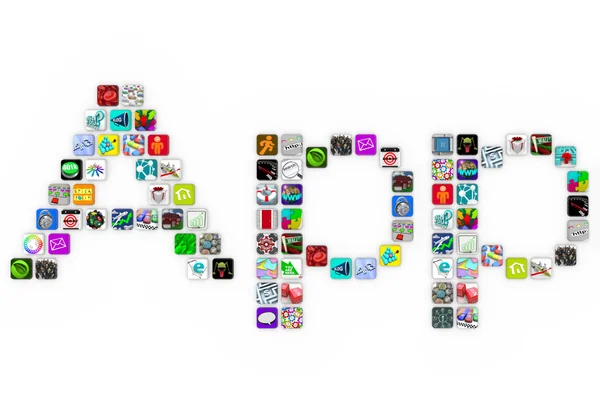 Apps - Kachelsymbole bilden Wort auf weißem Hintergrund — Stockfoto