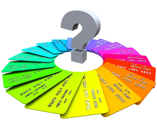 Ponto de interrogação - Cartões de crédito — Fotografia de Stock