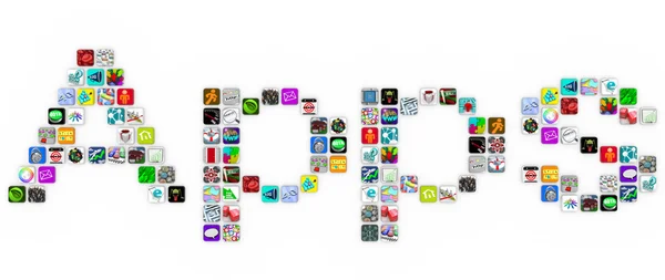 Apps - Tile Icons Form Word on White Background — Stock Photo, Image