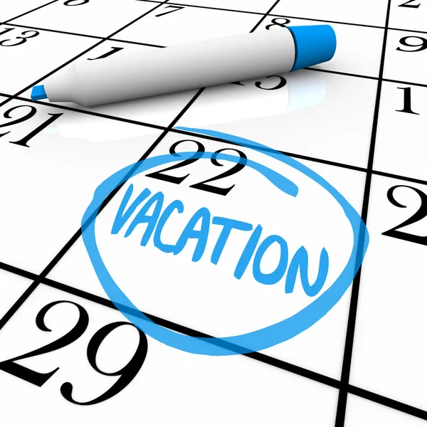 Calendar - Vacation Day Circled — Stock Photo, Image