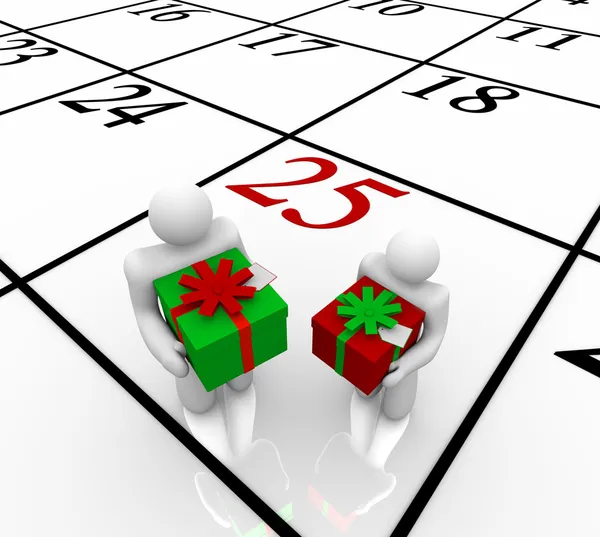 Christmas Calendar - Exchanging Gifts — Stok fotoğraf
