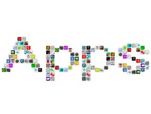 Apps - Kachelsymbole bilden Wort auf weißem Hintergrund — Stockfoto