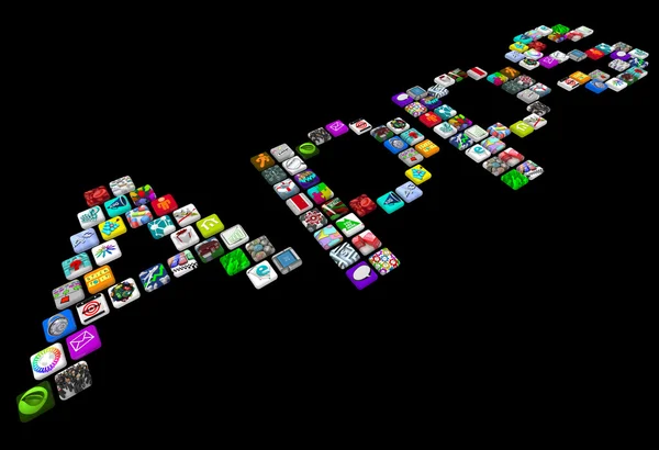 Apps - birçok akıllı telefon uygulamaların simgelerini Döşe — Stok fotoğraf