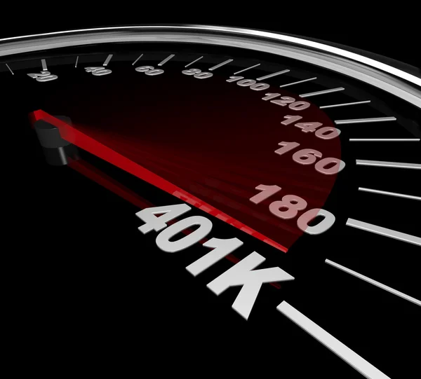 401k - nummer op de snelheidsmeter — Stockfoto