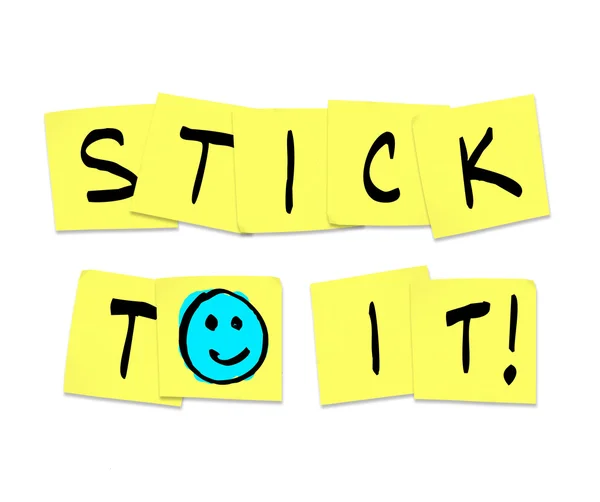 Stick to It - Palavras em notas pegajosas amarelas — Fotografia de Stock