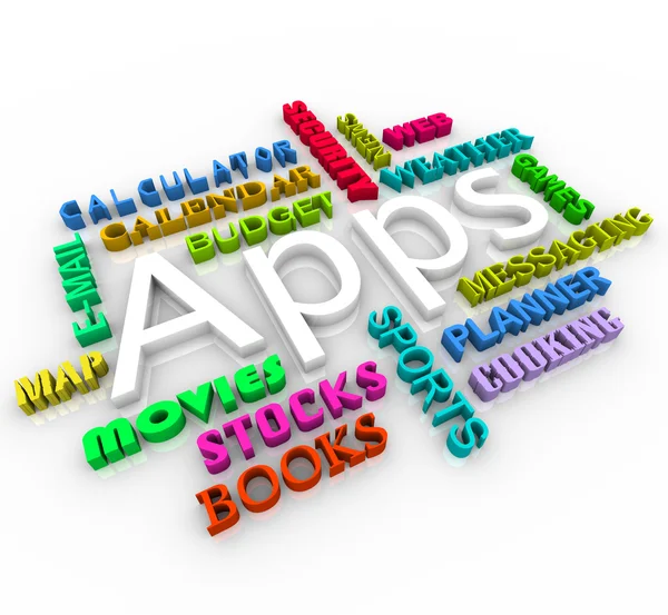 Приложения - Smart Phone Application Word Collage — стоковое фото