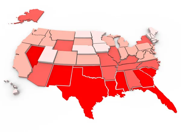Nejzdravější vs unhealthiest - Spojené státy mapa — Stock fotografie