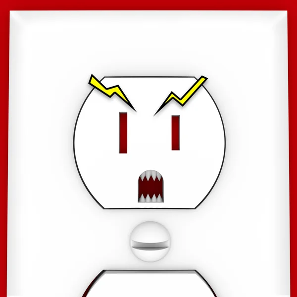 Straszny twarz na gniazdka elektrycznego — Zdjęcie stockowe