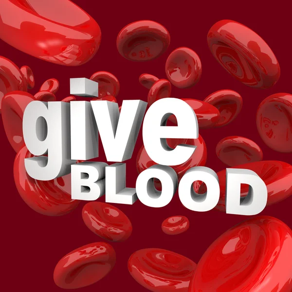 Give Blood - Words and Cells — Stock Photo, Image