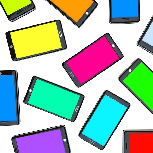 Slimme telefoons - array van gekleurde schermen — Stockfoto