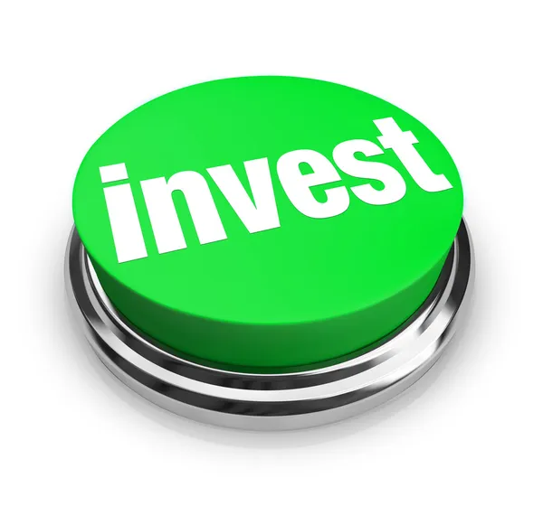 Investeren - groene knop — Stockfoto