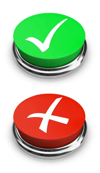 Verde ou vermelho - Sim ou Não - Botões — Fotografia de Stock