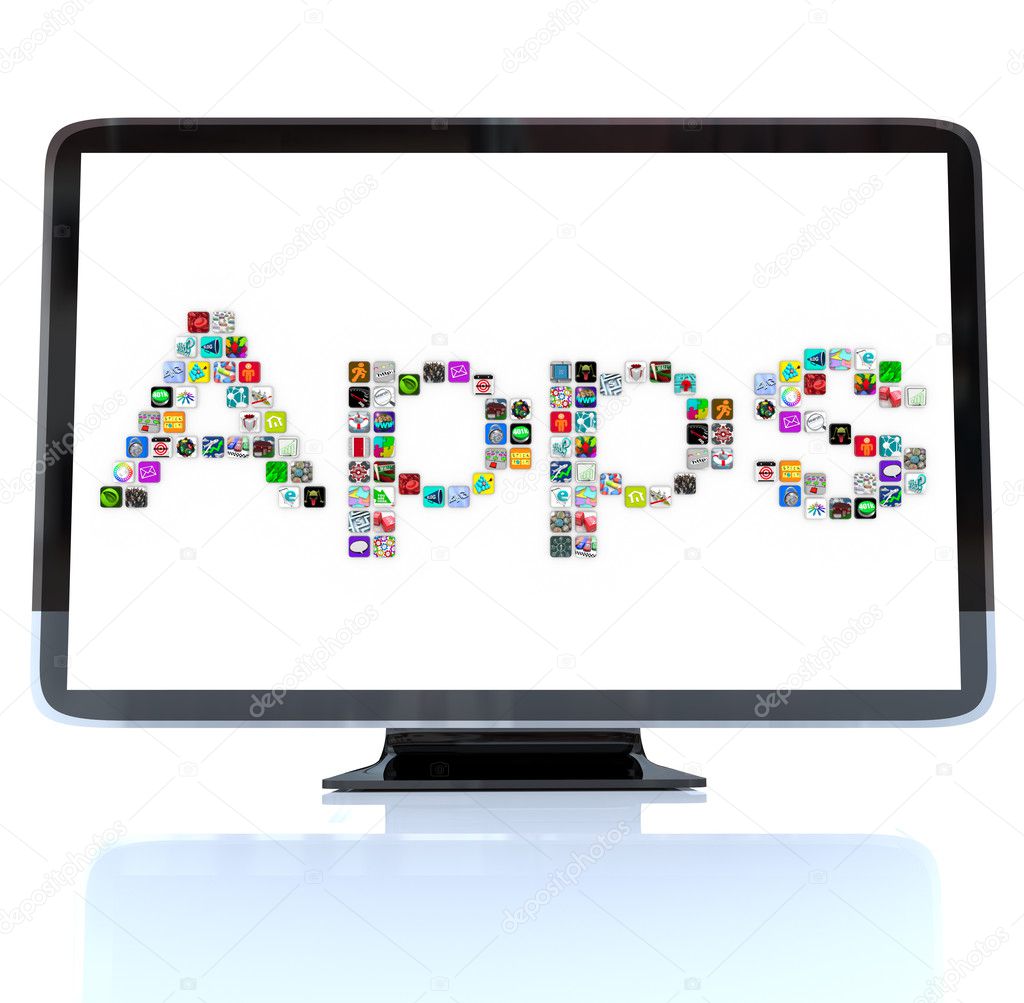 Apps Word Icons on Television Screen